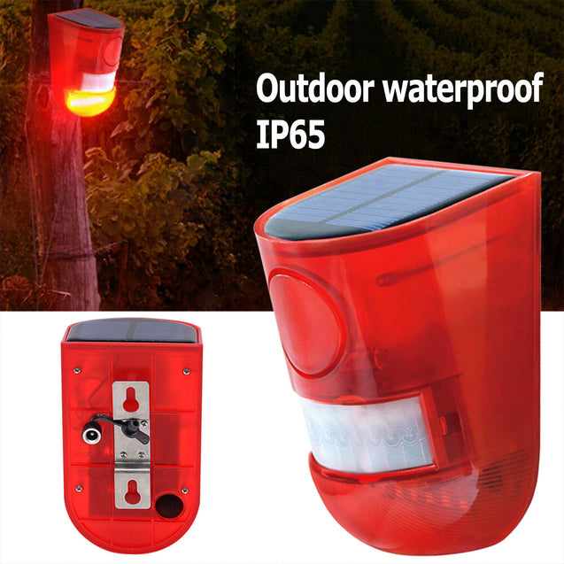 Solar Alarm LED Light Solar Strobe Light Wireless Motion Sensor Detector Outdoor