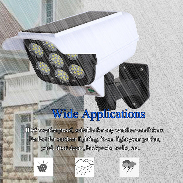Solar Motion Sensor Light LED Security Wall Street Yard Outdoor Lamp Fake Camera