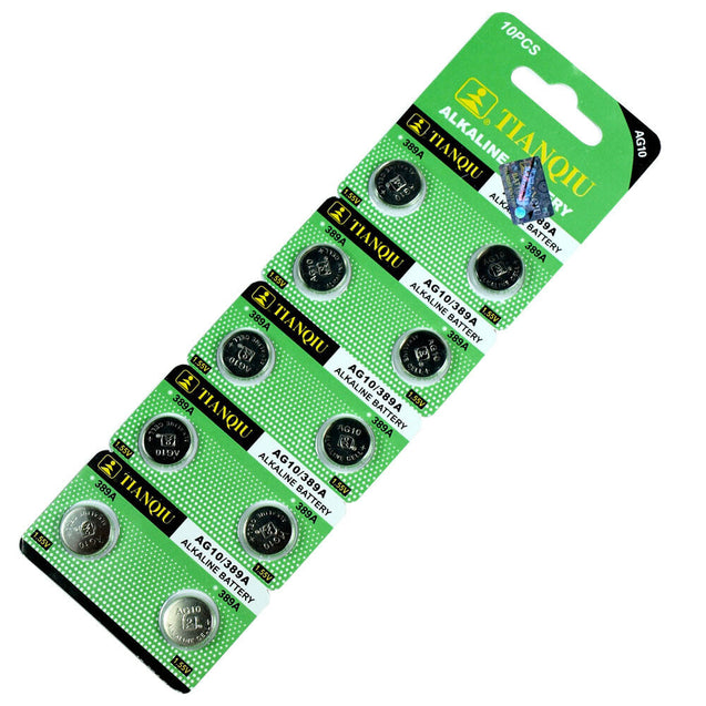 50 PCS LR1130 AG10 389 Alkaline Battery 1.5V 0% Hg Button Cell for Hearing Aid