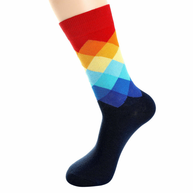 6 Pairs Mens Fashion Dress Socks Multi Color Designer Print Argyle Pattern Lot