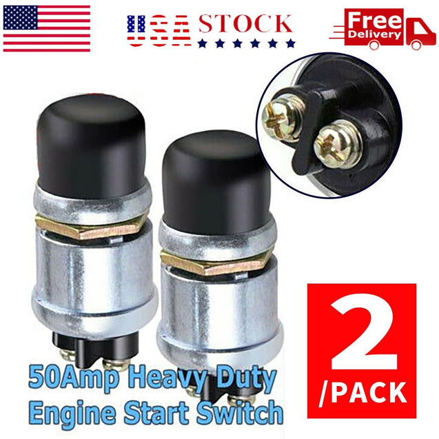 2 PCS 12 Volt DC Heavy-Duty Momentary Push-Button 50 Amp Starter Switch