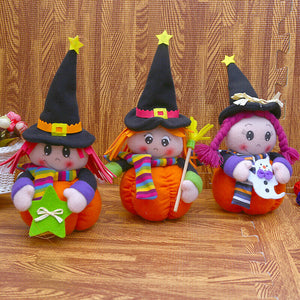 Cute Witch Doll Toys Pumpkin Table Decoration Home Plush Stuffed Doll