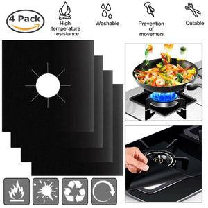 8 Reusable Non-Stick Gas Range Stove Top Burner Protectors - Easy Clean Liners