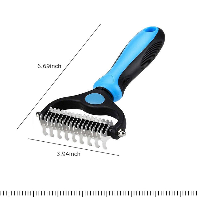 Pet Grooming Tool - 2 Sided Shedding Comb Brush Undercoat Rake for Cats & Dogs