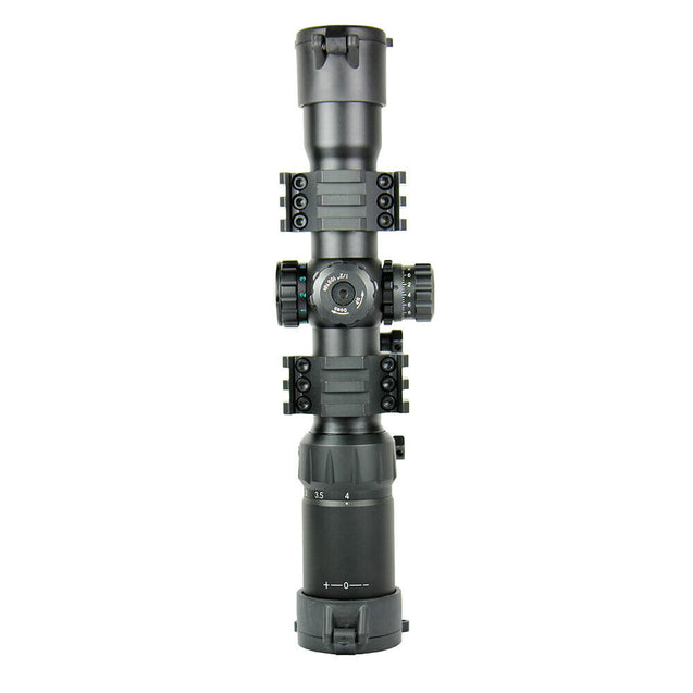 1.5-4x30 Tactical Rifle Scope Green Blue Red Chevro Reticle w/ Cantilever Mount