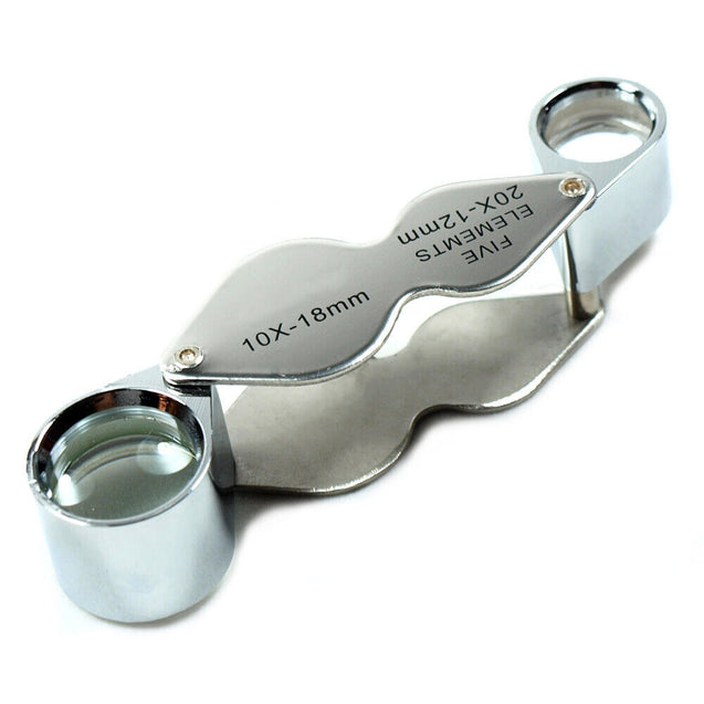 Two jeweler Loupes 10x-20x Triplet-30x21mm Magnifying Glass with storage cases