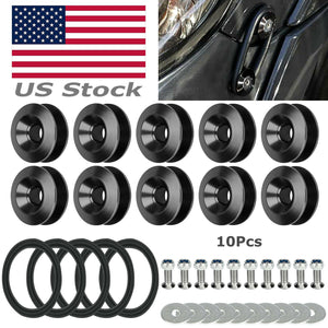 10 PCS Aluminum Car Quick Release Fasteners Bumper Trunk Fender Hatch Lids Kit