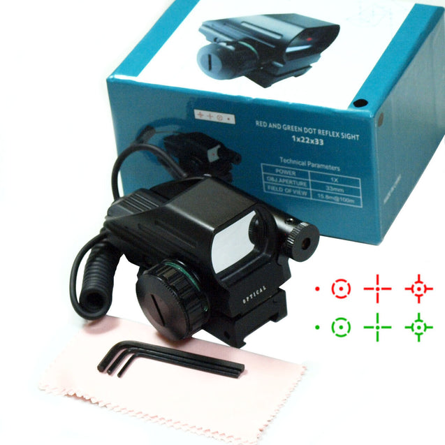Tactical Holographic Red / Green Reflex Scope and laser sight combo 4 Reticles