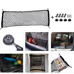 Car Trunk Cargo Organizer Storage Elastic Mesh Net Holder 4 Hooks Nylon 