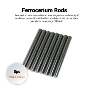 Pack of 8 Ferrocerium 5/16" Flint Fire Starter Survival Camping Rods