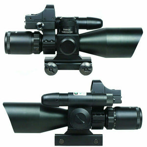 2.5-10X40 Rifle Scope with Green Laser Mini Reflex 3 MOA Red Dot Sight