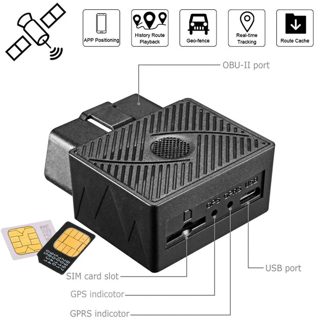 OBD 2 GPS Tracker Real Time Vehicle Tracking Locator OBDII Device for Car Truck 