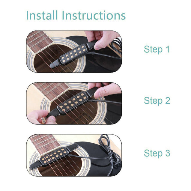 Clip-on Acoustic Electric Guitar Pickup Audio Transducer Amplifier 12 Hole 1/4"