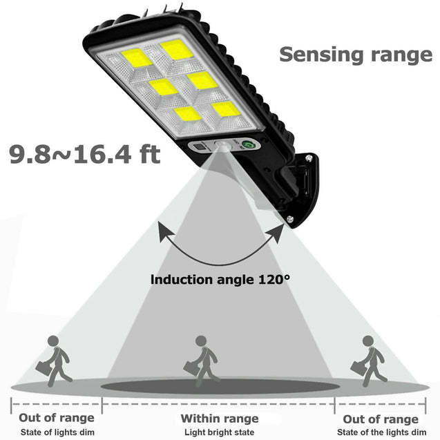 600W LED Solar Wall Light Motion Sensor Outdoor Garden Security Street Lamp USA