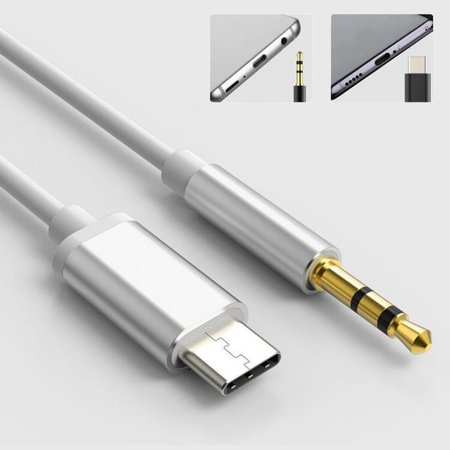 USB-C to AUX 3.5mm Audio Cable Adapter Galaxy S8 S9 S10 S20 S21 Note 8 9 10 3FT