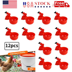 12PCS Chicken Automatic Watering Cups Drinker Waterer for Duck Quail Hen Poultry