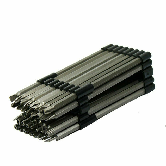 32PC Extra Long 6" Security Bit Tamperproof Set Hex Torx Star Pozi Tri-Wing