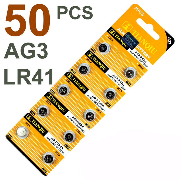 50 PCS LR41 AG3 392 LR736 1.5V Alkaline Battery for Watch Remote US Free ship