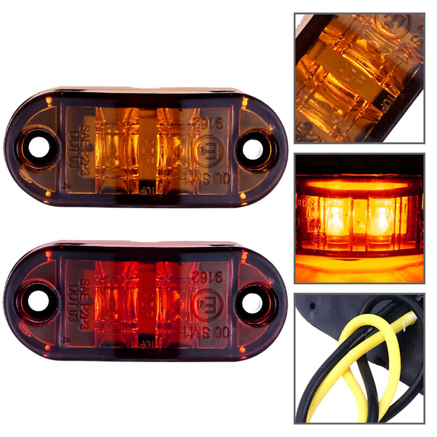 5pc Amber 5pc Red LED Car Truck Trailer RV Oval 2.5" Side Clearance Marker Light