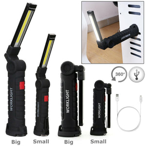 Magnetic Rechargeable COB LED RED Work Light Lamp Flashlight Folding Torch