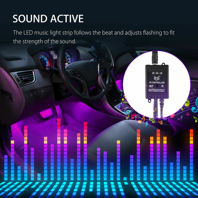 4 PCS RGB 48 LED Strip Neon Light Kit Under Car Tube Underglow Underbody System