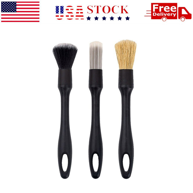 3PCS Car Detailing Brush Wash Auto Detailing Cleaning Kit Engine Wheel Clean Set