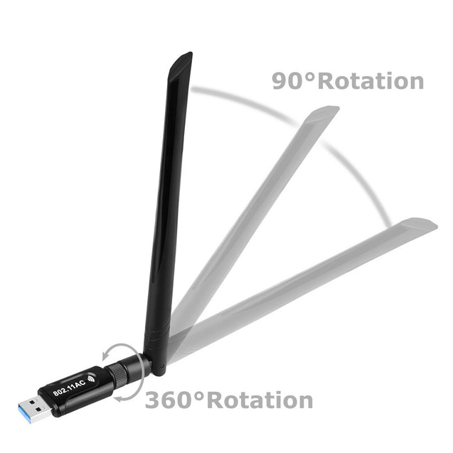 1200Mbps Wireless USB Wifi Adapter Dongle Dual Band 2.4G/5GHz W/Antenna 802.11AC