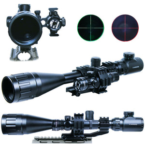 6-24x50 AOEG Rifle Scope Mil-dot illuminated + Red Laser Sight & PEPR Rail Mount
