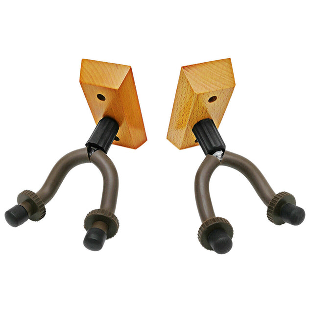 2 PCS Guitar Hangers Wall Mount Adjustable Arm Instrument Display Holder Wooden