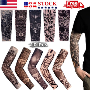 10 PCS Tattoo Cooling Arm Sleeves Cover Basketball Golf Sport UV Sun Protection
