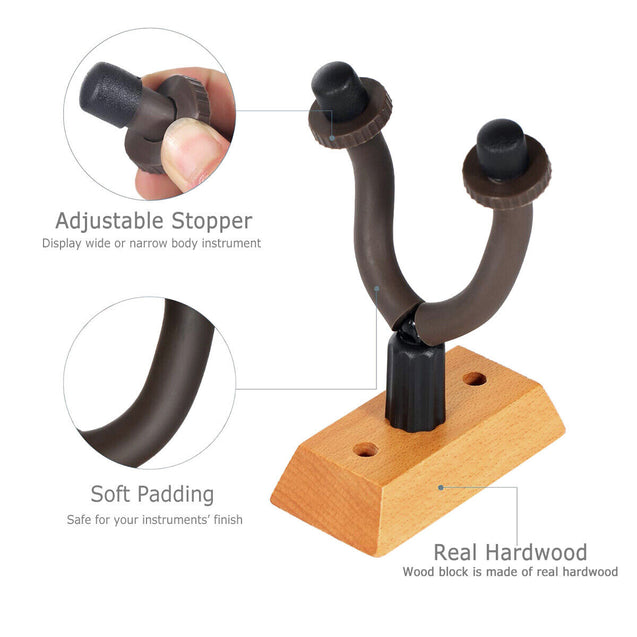Heavy Duty Guitar / Instrument Hanger Stand Holder Hooks Display Mount Wood Base