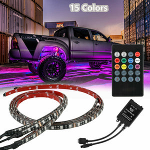 4 PCS RGB 48 LED Strip Neon Light Kit Under Car Tube Underglow Underbody System