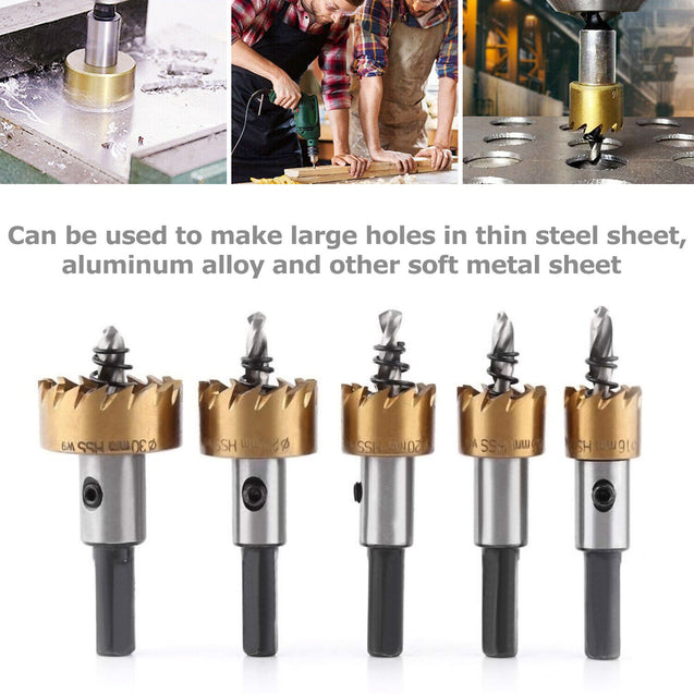 5PCS Hole Serration Kit HSS Steel Drill Bit Set Cutter Tool For Metal Wood Alloy