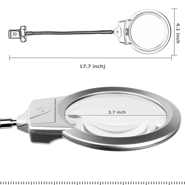 2.25X 5X Flexible Magnifying Lamp Lighted Desk Reading Loupe Magnifier w/ Clamp