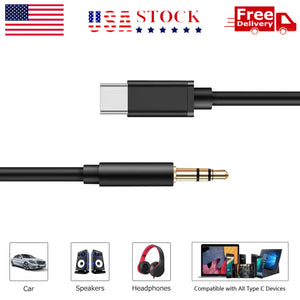 USB-C to AUX 3.5mm Audio Cable Adapter Galaxy S8 S9 S10 S20 S21 Note 8 9 10 3FT