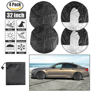 Waterproof Tire Covers Set Of 4 Wheel & Tyre RV Trailer Camper Sun Protector 32"
