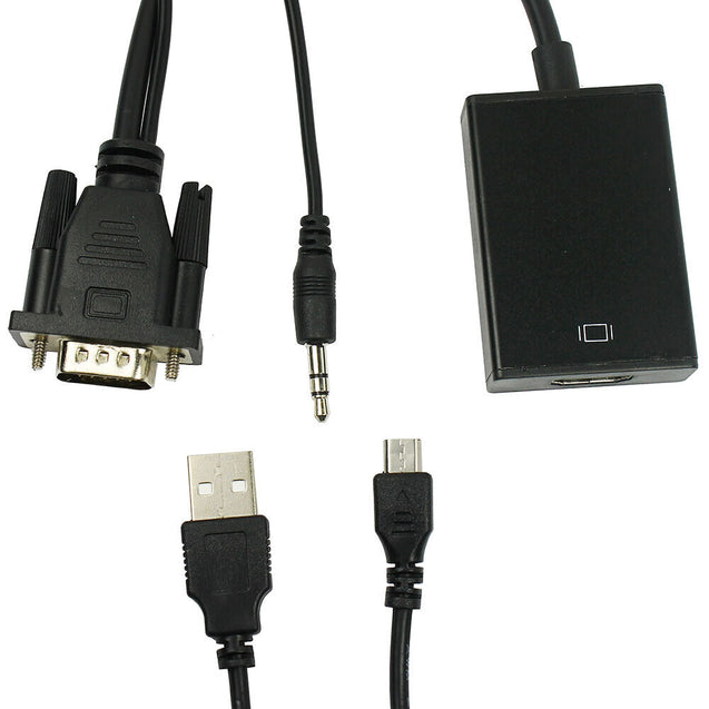 VGA To HDMI Output 1080P HD+ Audio TV AV HDTV Video Cable Converter Adapter