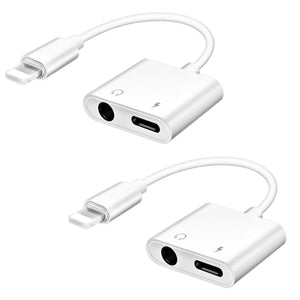 2PCS Dual 3.5mm Headphone & Charger 2 in 1 Adapter for iPhone 13 12 11 X MAX 8 7