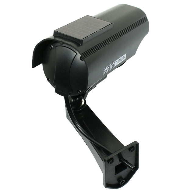 Pack of 2 Solar Powered Dummy Security Camera CCTV with LED Record Light - Black