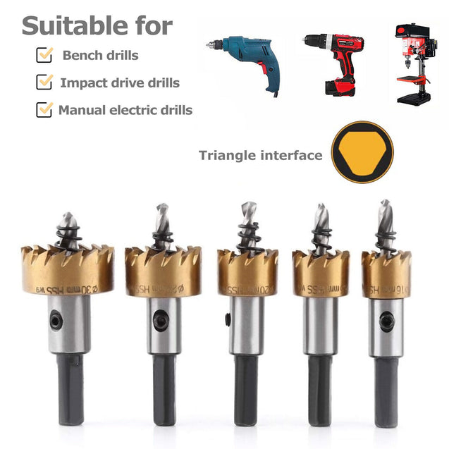 5PCS Hole Serration Kit HSS Steel Drill Bit Set Cutter Tool For Metal Wood Alloy