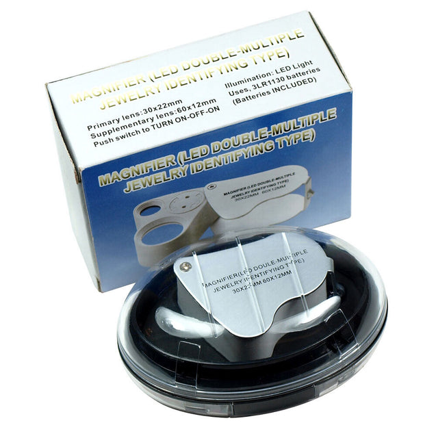Illuminated 30X - 60X Jewelers Loupe Lighted Magnifier US Free Shipping