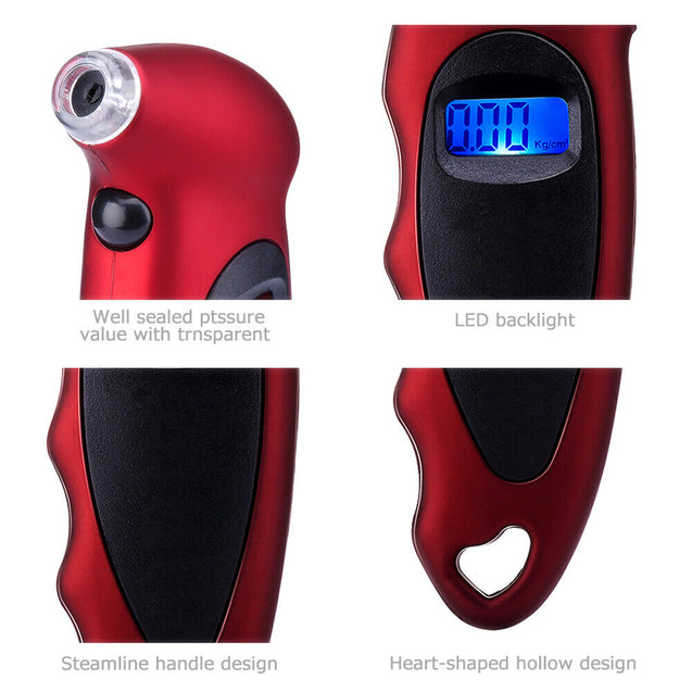 Digital Tire Pressure Guage Car Bike Truck Auto LCD Meter Tester Gauge Red