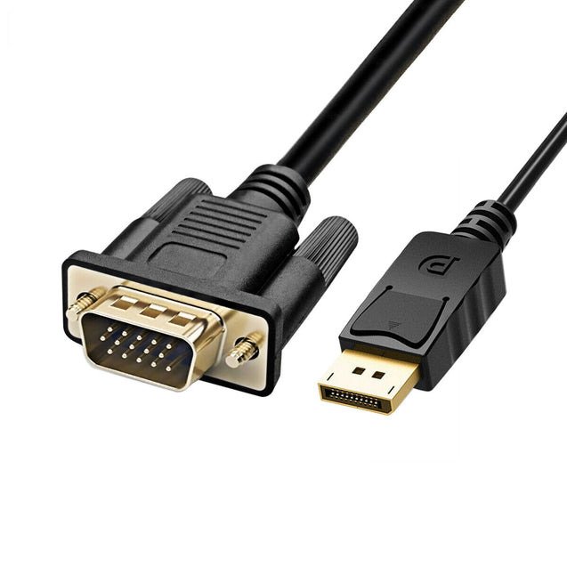 DisplayPort DP to VGA Cable Gold Plated 6 Feet Cord 1080p For Lenovo Dell HP