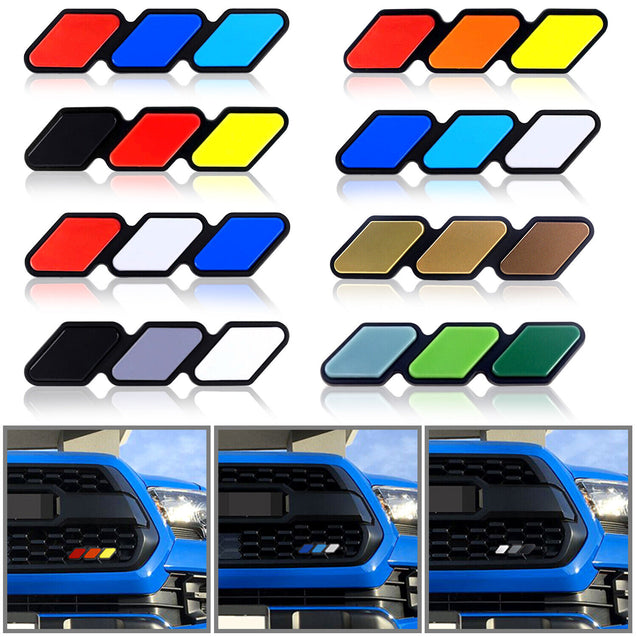 Tri-color 3 Grille Badge Emblem For 2018 2019 Toyota Tacoma TRD 4Runner Tundra