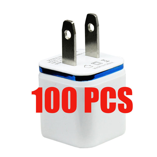 100x USB Wall Charger AC Power Adapter US Outlet For iPhone 5 6 7 8 X 11 12 13