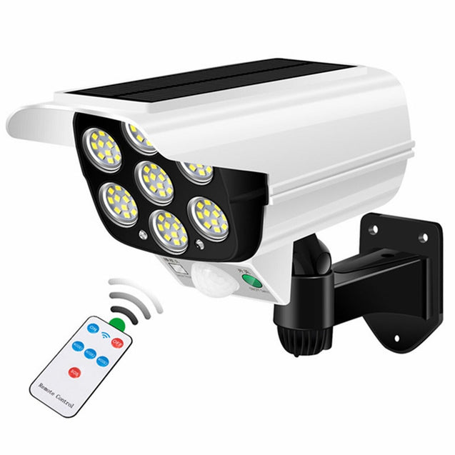 Solar Motion Sensor Light LED Security Wall Street Yard Outdoor Lamp Fake Camera