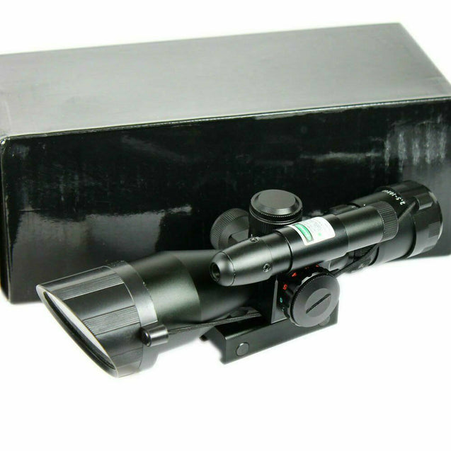 2.5-10X40 Rifle Scope with Green Laser Mini Reflex 3 MOA Red Dot Sight