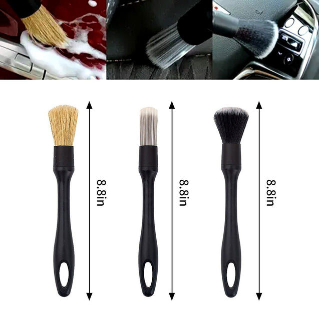 3PCS Car Detailing Brush Wash Auto Detailing Cleaning Kit Engine Wheel Clean Set