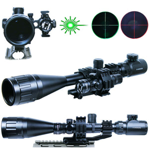 6-24x50 Rifle Scope Lighted Mil-dot w/ Green Laser Sight & PEPR Picatinny Mount