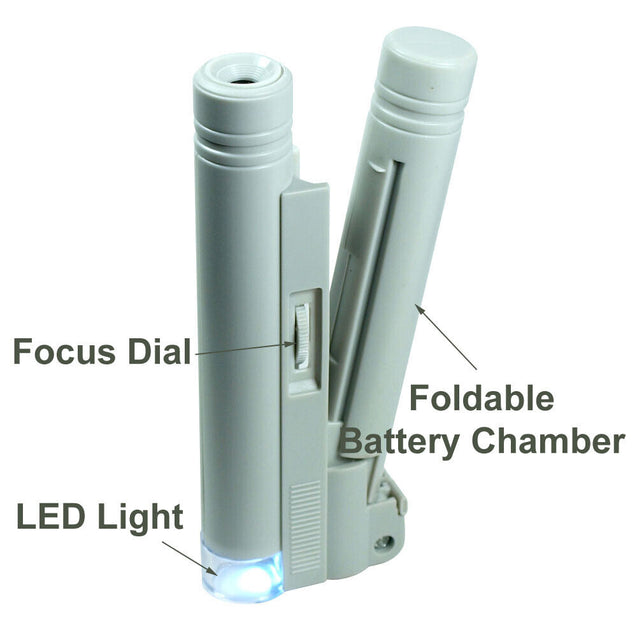 100X  Zoom Handheld Lighted Microscope Jewelers  Magnifier Loupe # MG10085